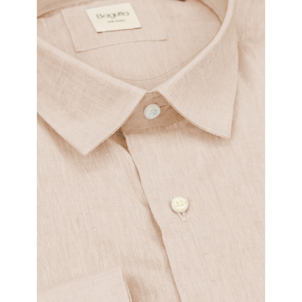 Bagutta beige linen shirt for men